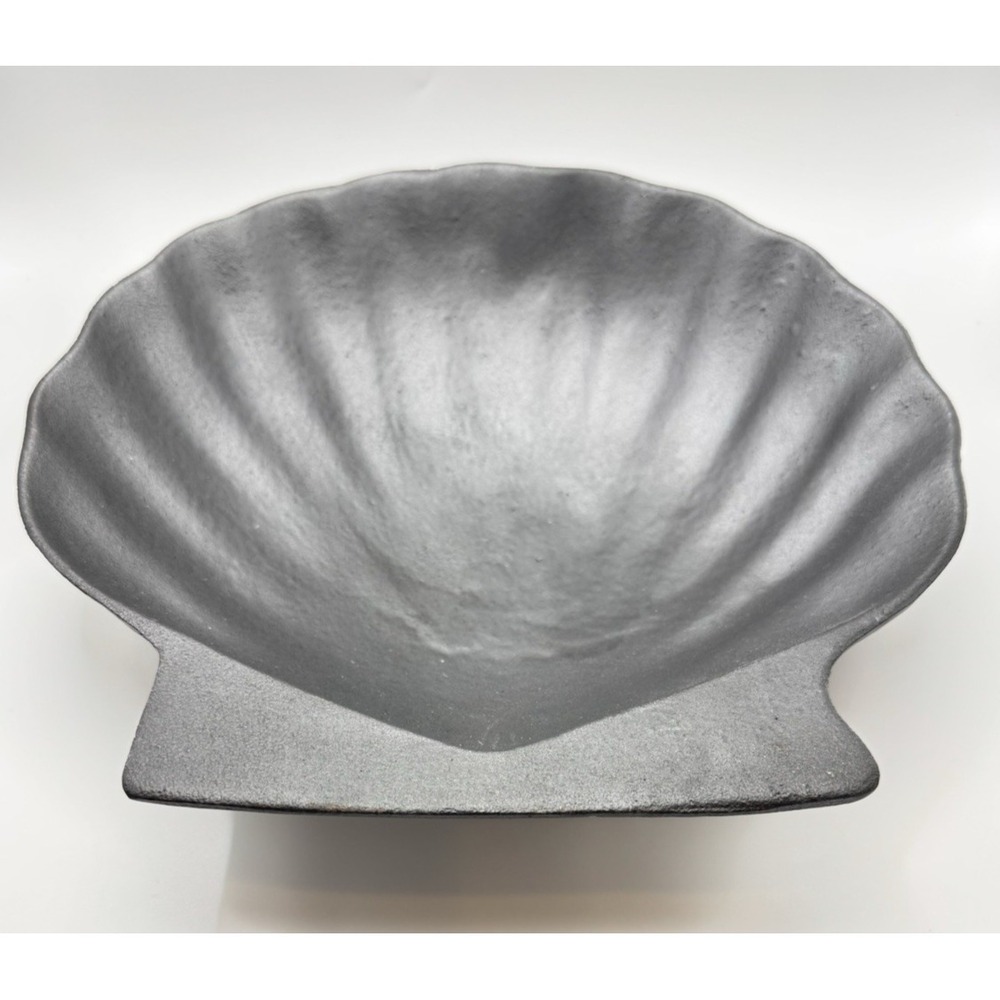 Cast Iron Shell Bowl Scallop Dish Coastal Nautical Beach Decor Black